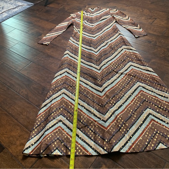 VINTAGE Saks Fifth Avenue High Neck Longsleeve Maxi‎ Dress Size 10 - Picture 3 of 9